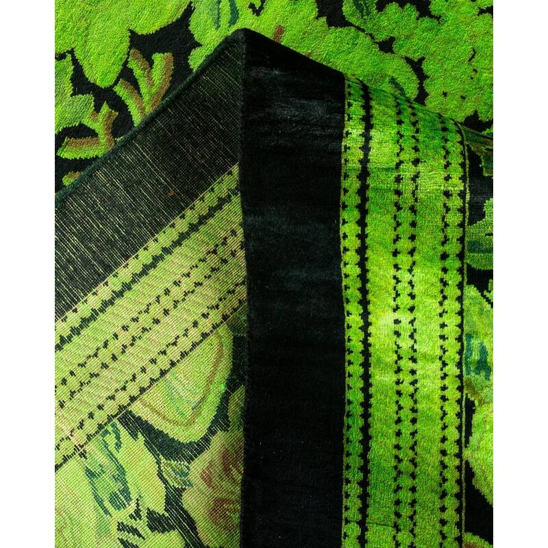 Overton Hand Knotted Wool Vintage Inspired Modern Contemporary Overdyed Green Area Rug - 8' 1" x 10' 1"