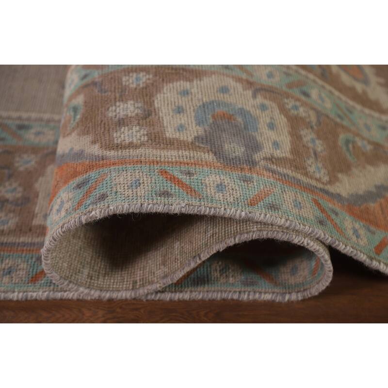 Hand Knotted Oriental 100% Wool Carpet Traditional Floral Beige & Ivories Tabriz Area Rug - 12' 11'' X 9' 9''