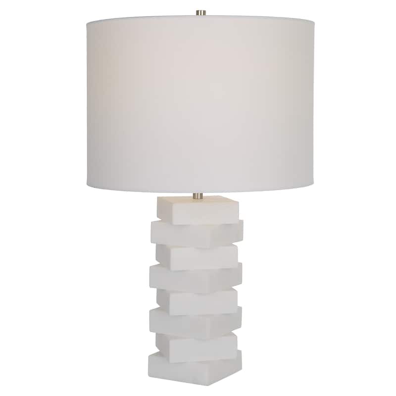 Geometric Table Lamp with Drum Shade - 23" - White