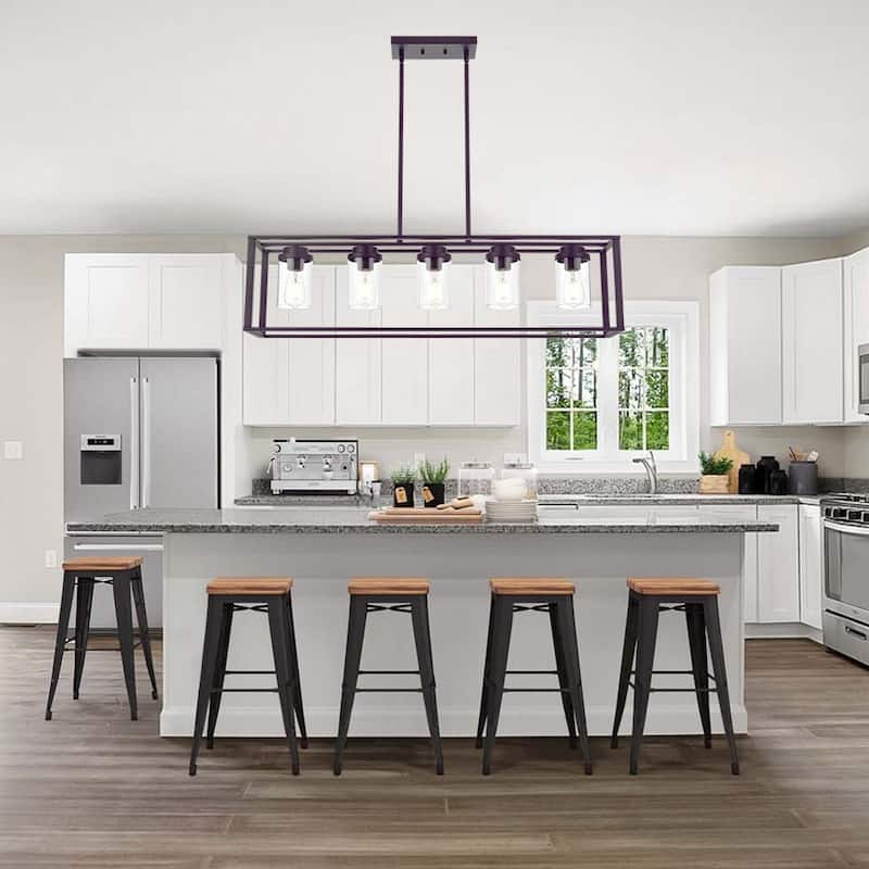 Farmhouse Chandelier 5-Light Linear Kitchen Island Lights - 5lights