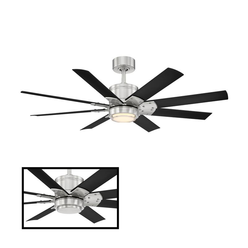 Renegade Indoor and Outdoor 8-Blade Smart Ceiling Fan 52in with 3000K LED Light Kit and Remote Control with Wall Cradle - 52