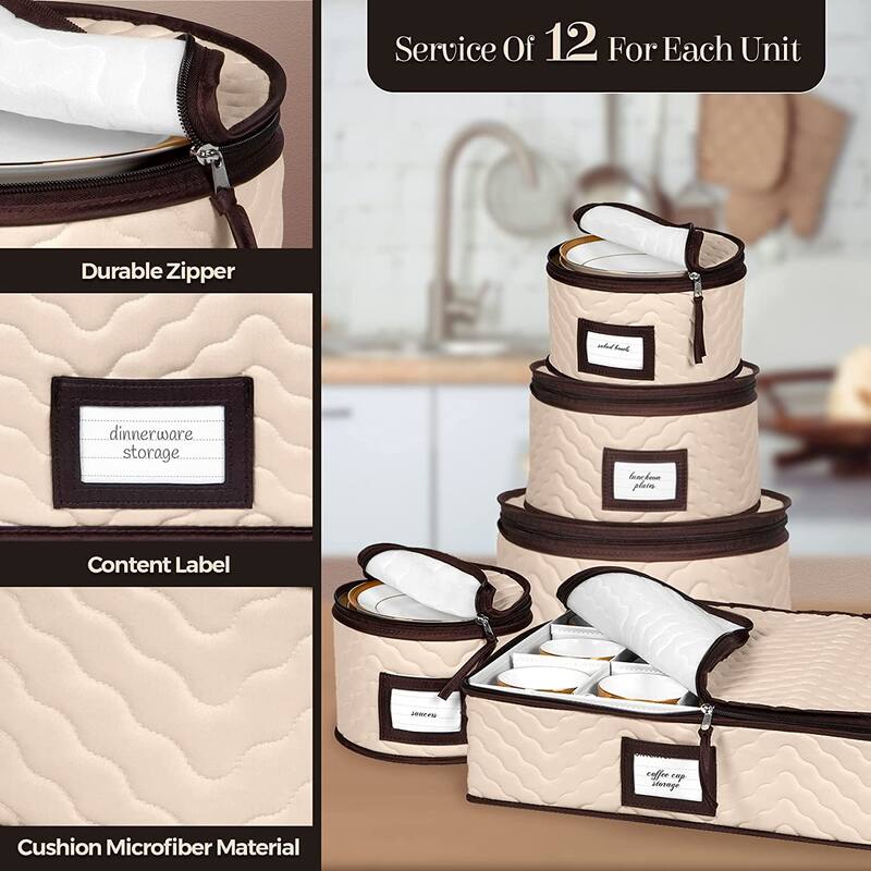Dinnerware Storage Organizer 5-Piece Set for Fine China,Tableware Cups