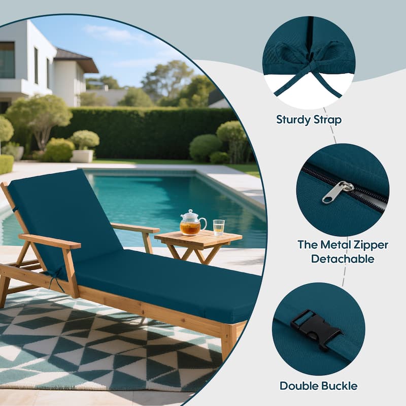 GDFStudio Maeve Outdoor Chaise Lounge Cushion with Removable Cover (Set of 2),ONLY CUSHIONS