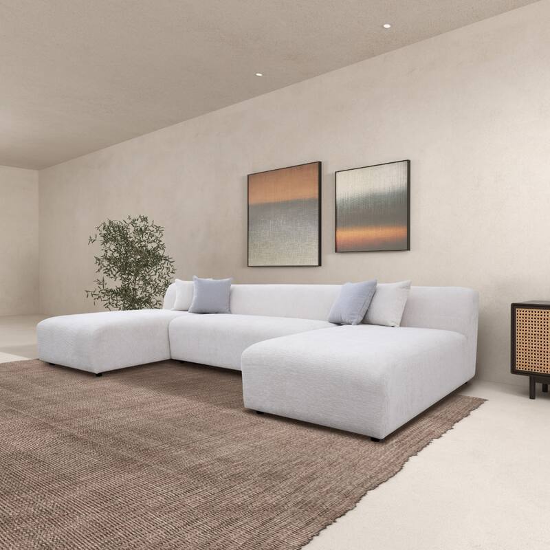 Serenity 3-Piece Chenille U-Shaped Corner Sectional Sofa