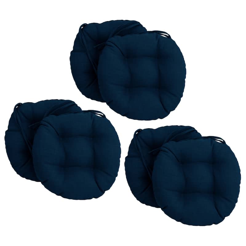 16-inch Round Tufted Indoor/ Outdoor Chair Cushions (Set of 6) - Azul