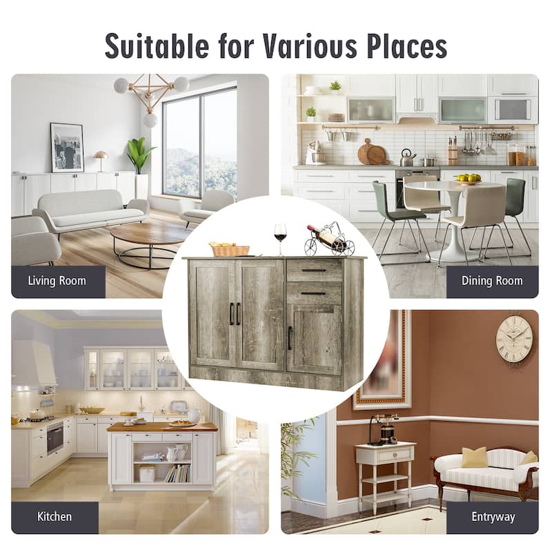 Gymax Buffet Storage Cabinet Console Table Kitchen Sideboard Drawer - See Details