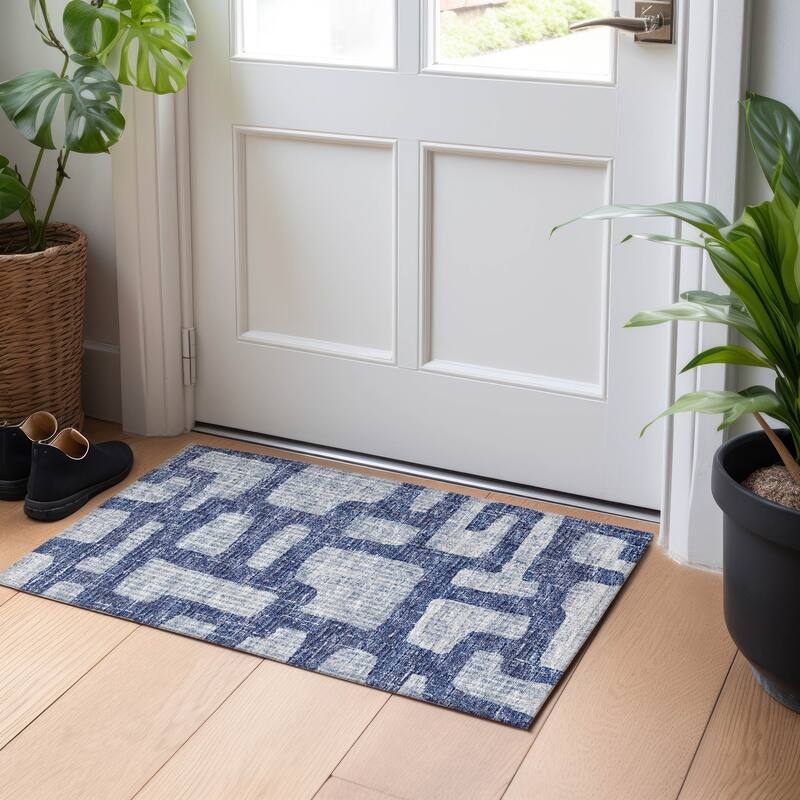 Premium Washable Super Soft Modern Contemporary Mayfield Rug - Blue - 1' 8" x 2' 6" - Rectangle