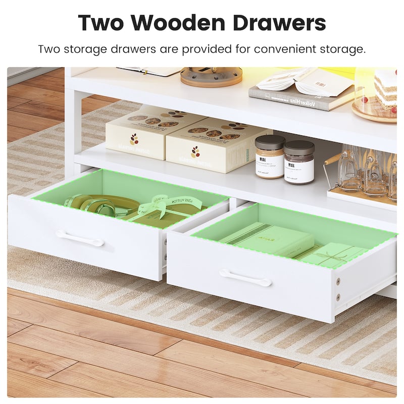Coffee Table Lift Top 2 Drawers Hidden Compartment for Living Room