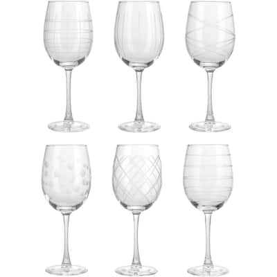 Fifth Avenue Crystal Medallion Wine Glasses Set of 6