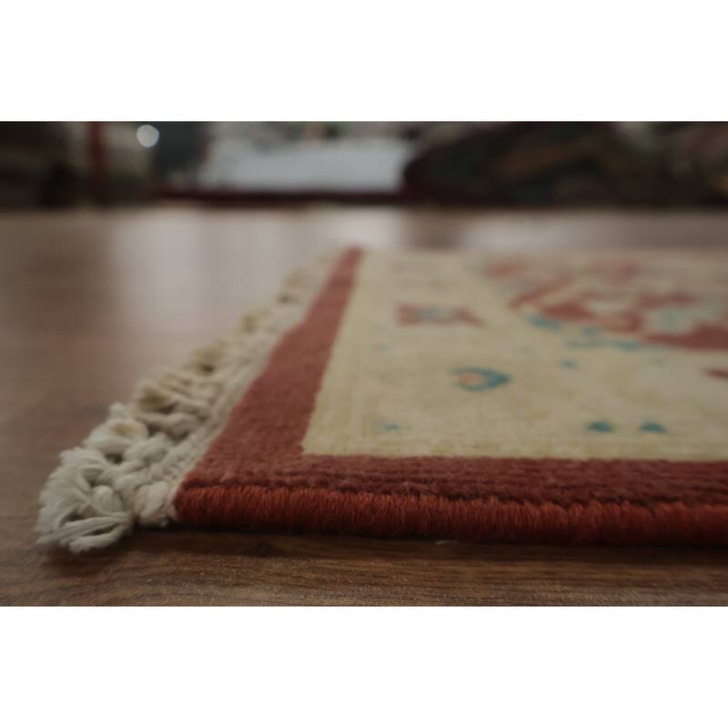 Hand Knotted Oriental 100% Wool Carpet Traditional All-Over Oranges & Rust Ziegler Area Rug - 3' 11'' X 2' 1''