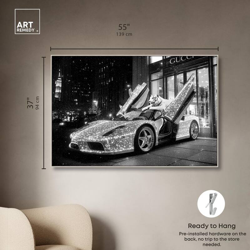Glistening Tiger and Car Canvas by Art Remedy