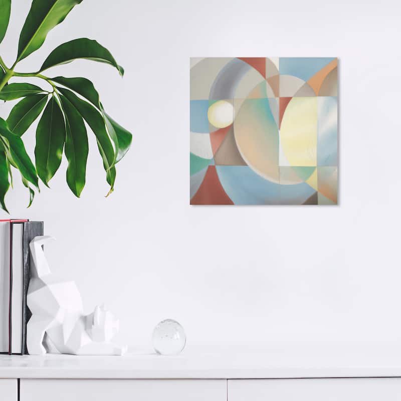 Wynwood Studio Canvas Abstract Pastel Geos IV Blue and Light Blue Modern & Contemporary Wall Art Canvas Print - 12 x 12