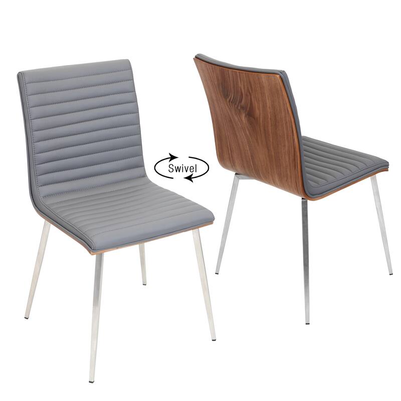 Mason Grey Swivel Chair Stainless Steel & Walnut Wood (Set of 2) - Grey