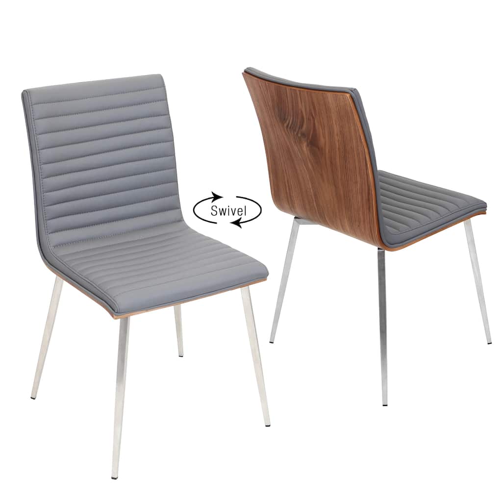 Mason Grey Swivel Chair Stainless Steel & Walnut Wood (Set of 2)