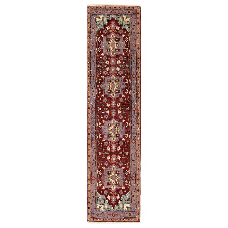ECARPETGALLERY Hand-knotted Serapi Heritage Dark Red Wool Rug - 2'5 x 10'2 - Dark Red - 2'5 x 10'2