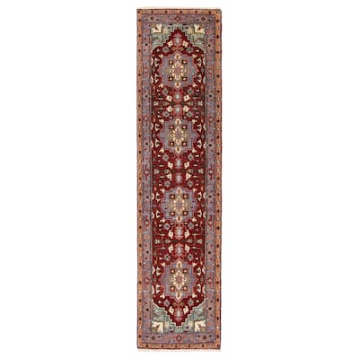 ECARPETGALLERY Hand-knotted Serapi Heritage Dark Red Wool Rug - 2'5 x 10'2