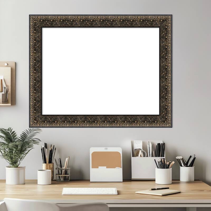 Amanti Art Intaglio Embossed Black Framed Dry Erase Magnetic Board