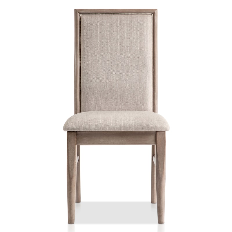 Furniture of America Barbesh Modern Natural Ash Wood Upholstered Side Chair (Set of 2)