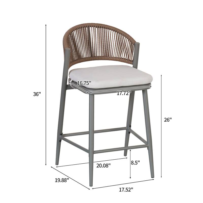 Christopher Knight Home - Beverly Durable Outdoor Counter Stools with Scallop Backrest, Set of 2