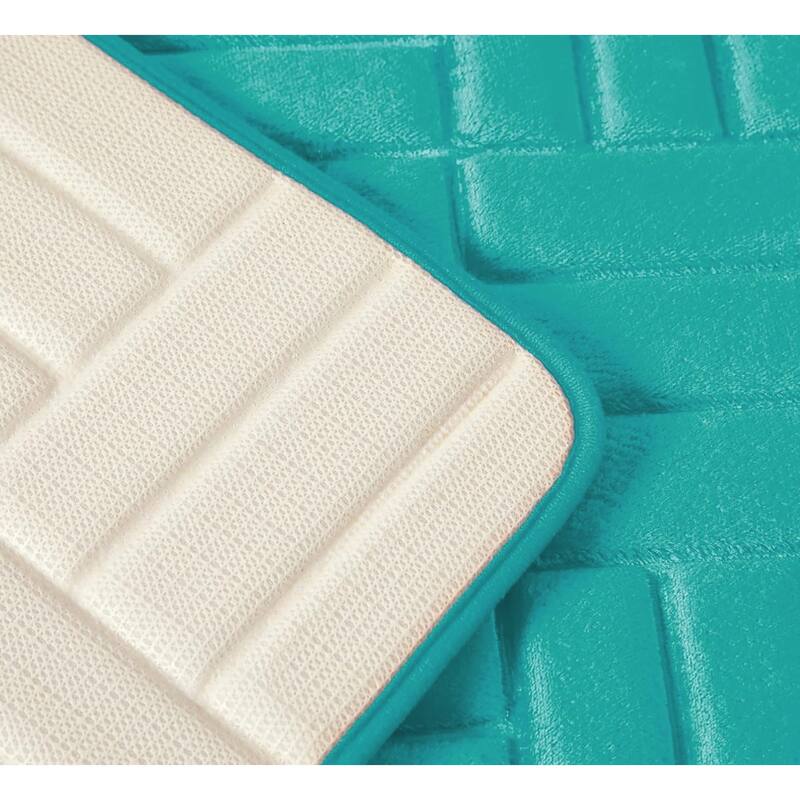 3 Piece Teal Ultra Soft Thick Memory Foam Non-Slip Absorbent Bathroom Bath Mat Set