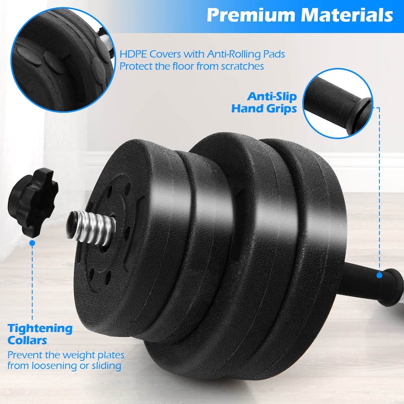 Costway 66 LB Dumbbell Weight Set Fitness 16 Adjustable Plates Workout