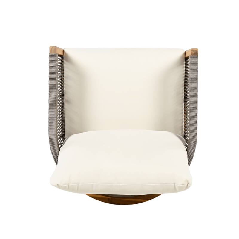 Christopher Knight Home - Valencia Acacia Wood Patio Club Chair with Woven Rope Accents