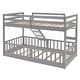 preview thumbnail 10 of 42, Twin Over Twin Bunk Bed with Removable Floor Bed and Bottom Guardrails, Fun Kids Loft Bed Frame with Ladder and Slide