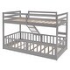 preview thumbnail 13 of 25, Twin over Twin Wood Bunk Bed with Convertible Ladder and Slide