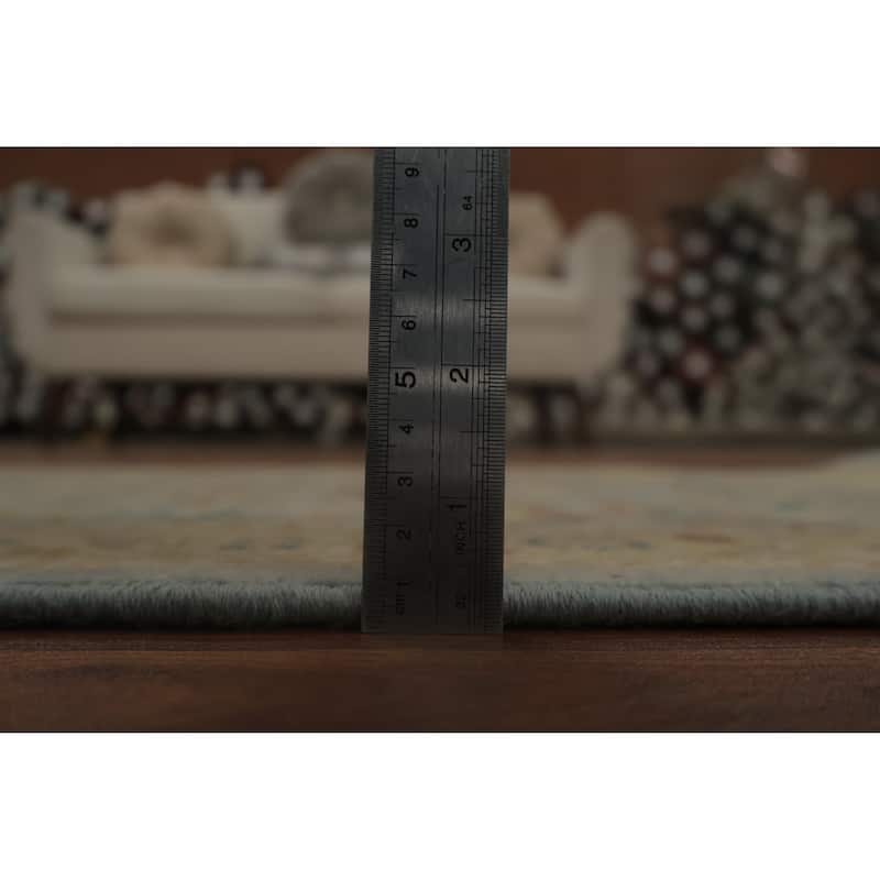 Hand Knotted Oriental 100% Wool Carpet Traditional Floral Navy Blue & Blues Ziegler Area Rug - 3' 2'' X 1' 11''