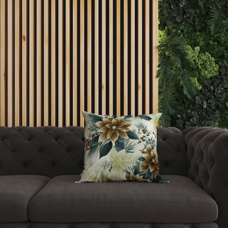 Blue And Coffee Holiday Sparkle Indoor/Outdoor Throw Pillow Zipper
