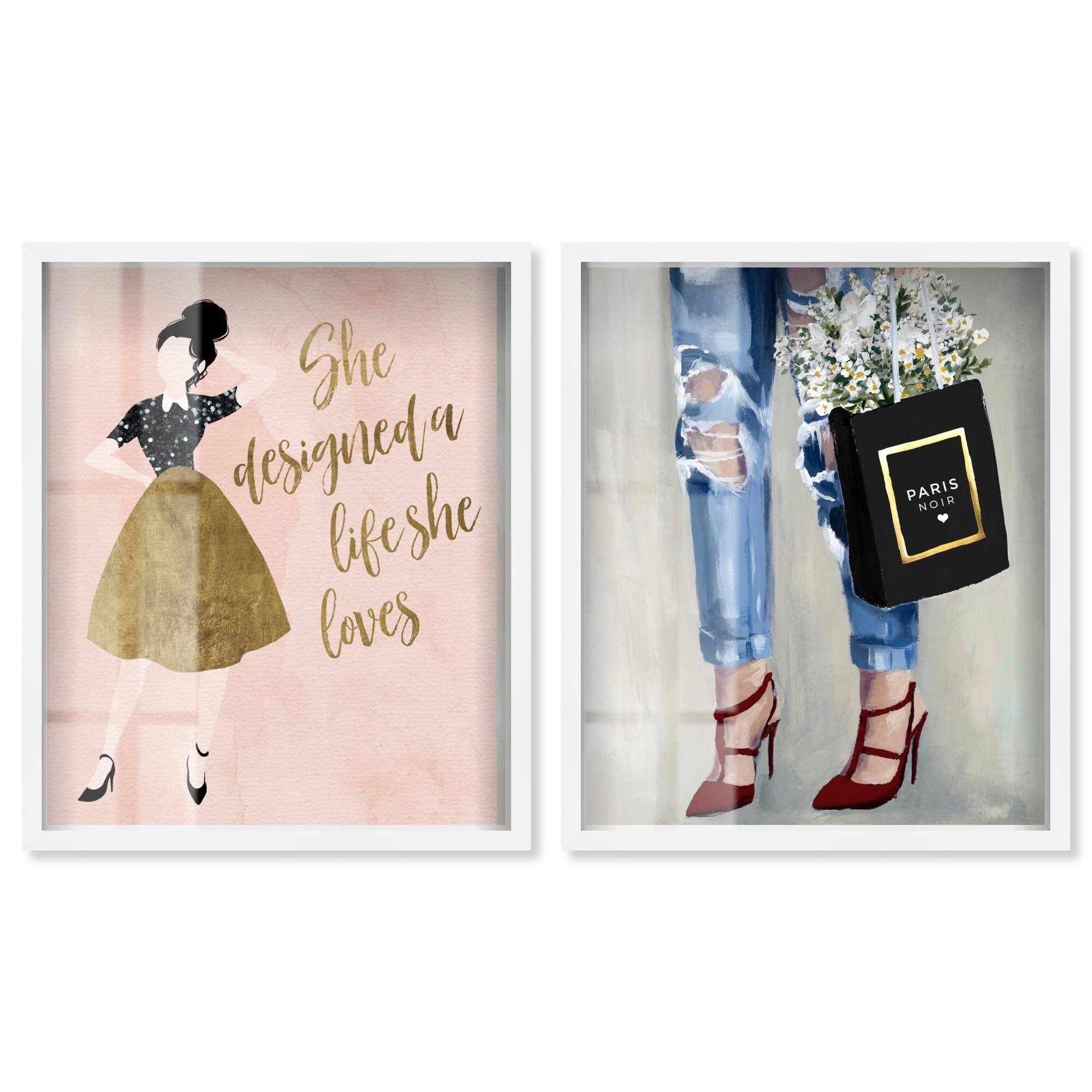 Golden Luxe Glam Set of 2 Glam Wall Decor Set of 2 Shadowbox Print by Art Remedy