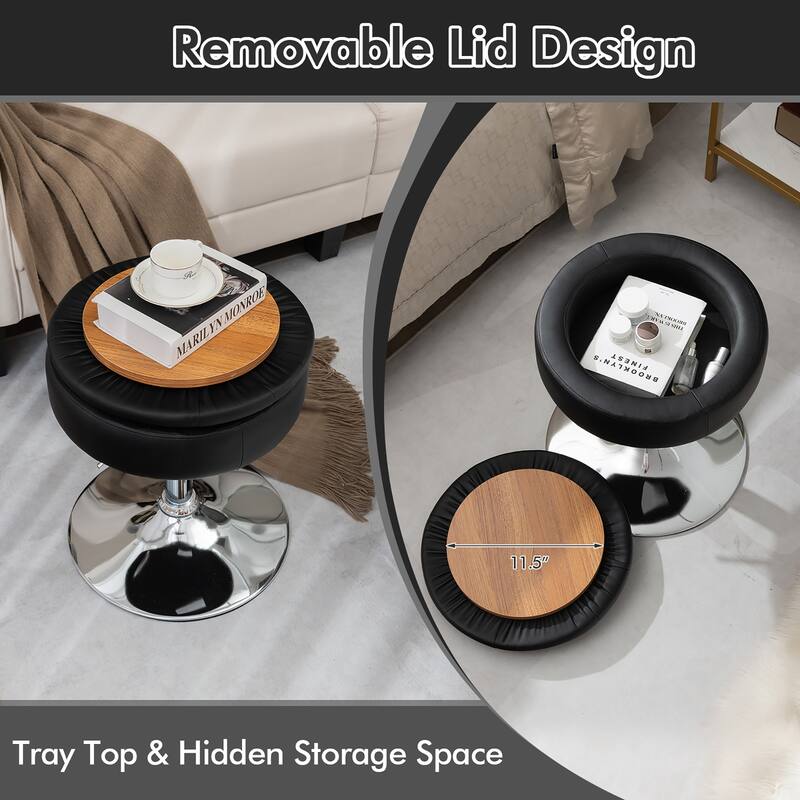 Costway Set of 4 Adjustable Vanity Stool Swivel Storage Makeup Chair - See Details
