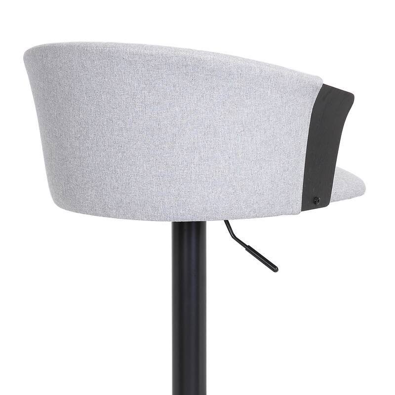 Lydia Upholstered Adjustable Wood Bar Stool with Black Metal Base