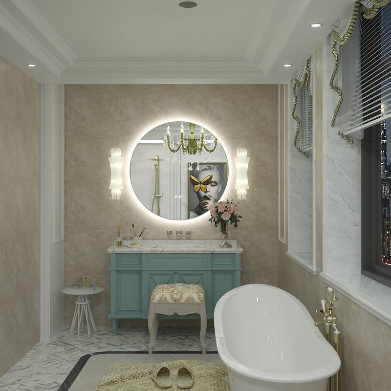 UL Certified Multiple shapes Frameless Anti-Fog 3 Colors Dimmable LED Backlit Wall Bathroom Vanity Mirror