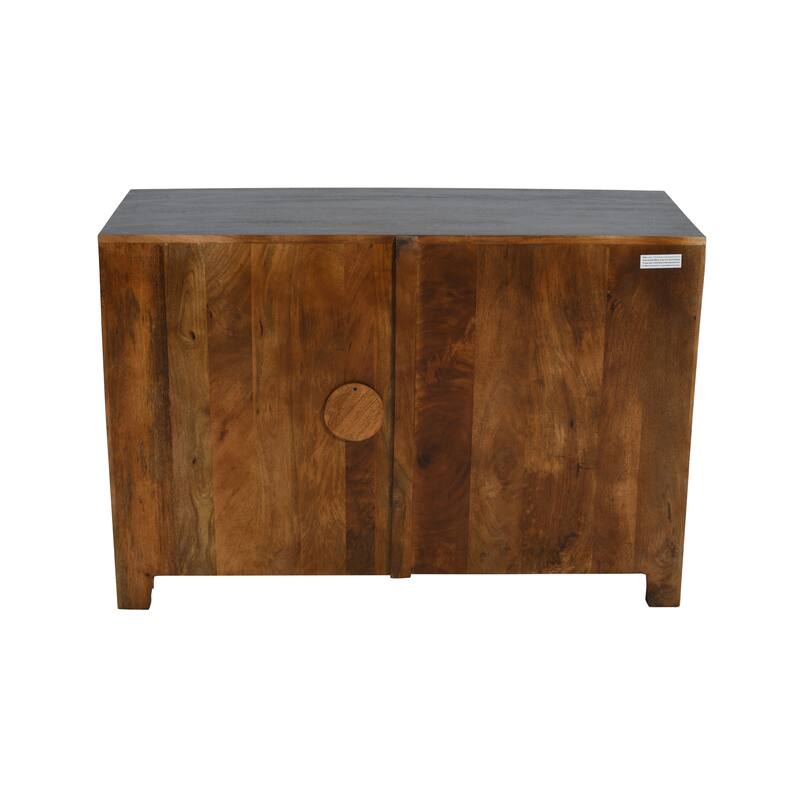 HomeRoots 30" Gray Distressed Solid Wood Textured Door Accent Cabinet With Two Doors