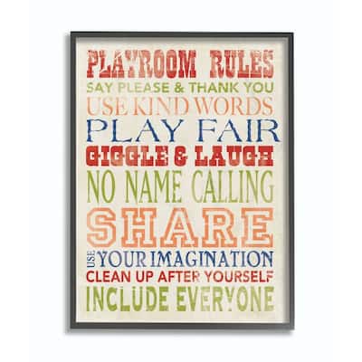 Stupell Playroom Rules In Four Colors Wall Art, Design By Stephanie Workman Marrott