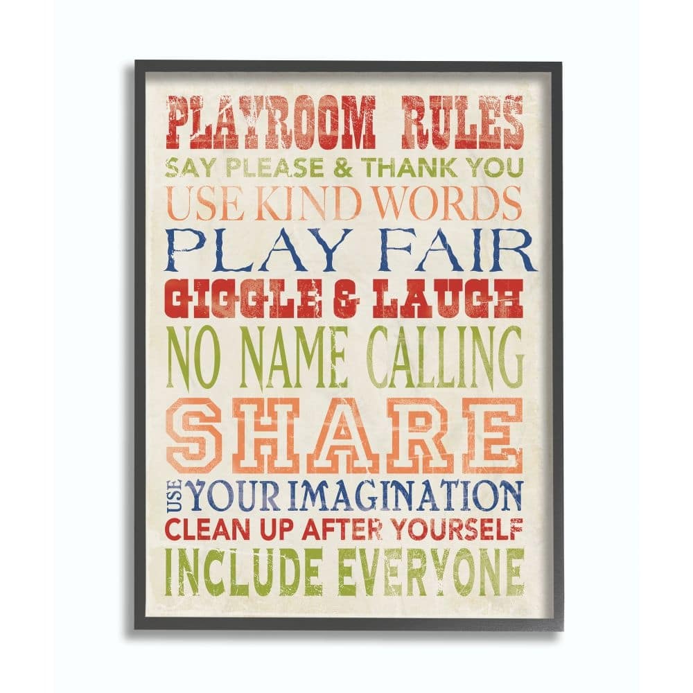 Stupell Playroom Rules In Four Colors Wall Art, Design By Stephanie Workman Marrott