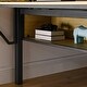 preview thumbnail 13 of 16, Black+Natural Full Size Metal Loft Bed with Rectangular Desk, LED lights, Storage Shelves and Hanging Storage Compartments