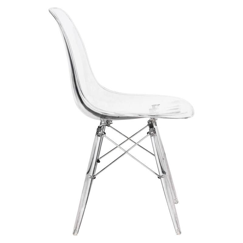 LeisureMod Dover Molded Side Chair with Acrylic Base, Set of 4 - Red - 36 x 32.4 x 16.25