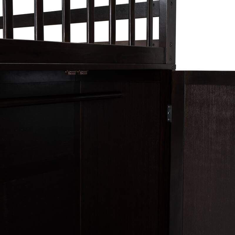 L-Shaped Bunk Bed with Storage Stairs, Fold Desk, Wardrobe, Twin - Twin Over Full Bed with Pull-out Underneath Storage Drawers