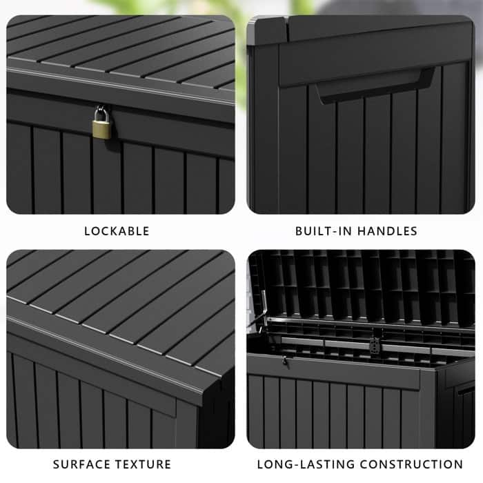 LeHom 230 Gallons Water Resistant Resin Lockable Deck Box