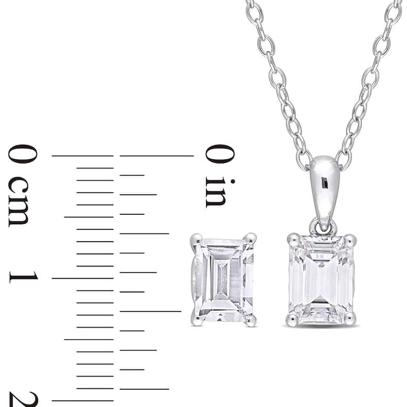 Miadora 3 3/4ct TGW White Topaz 2-Piece Solitaire Necklace and Stud Earrings Set Sterling Silver