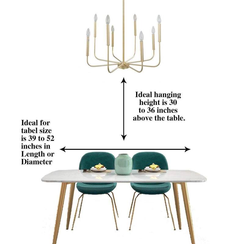 Modern Farmhouse 8-Light Chandelier Gold Classic Candle Light for Dining Room