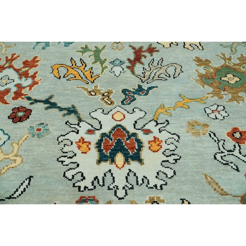 Mint Arts & Crafts Oushak Wool Rug 8x10 Hand Knotted by LoomBloom - 7' 11'' x 10'