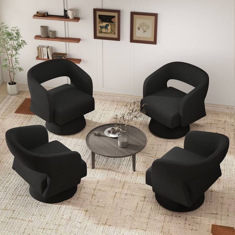 Swivel Accent Chair, Modern Comfy Teddy Barrel Chairs