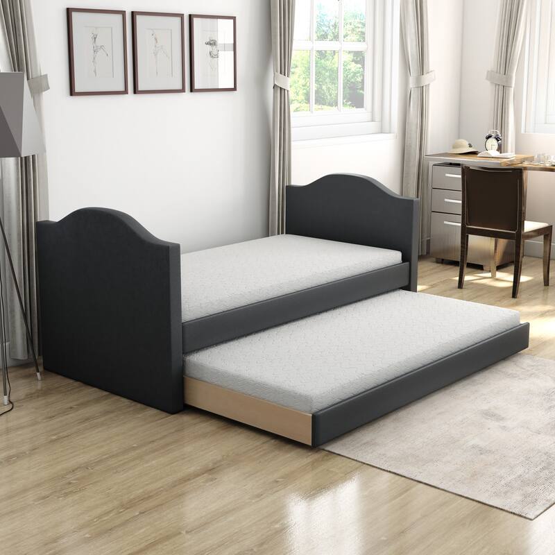 Boyd Sleep Messina Faux Leather Upholstered Day Bed with Trundle