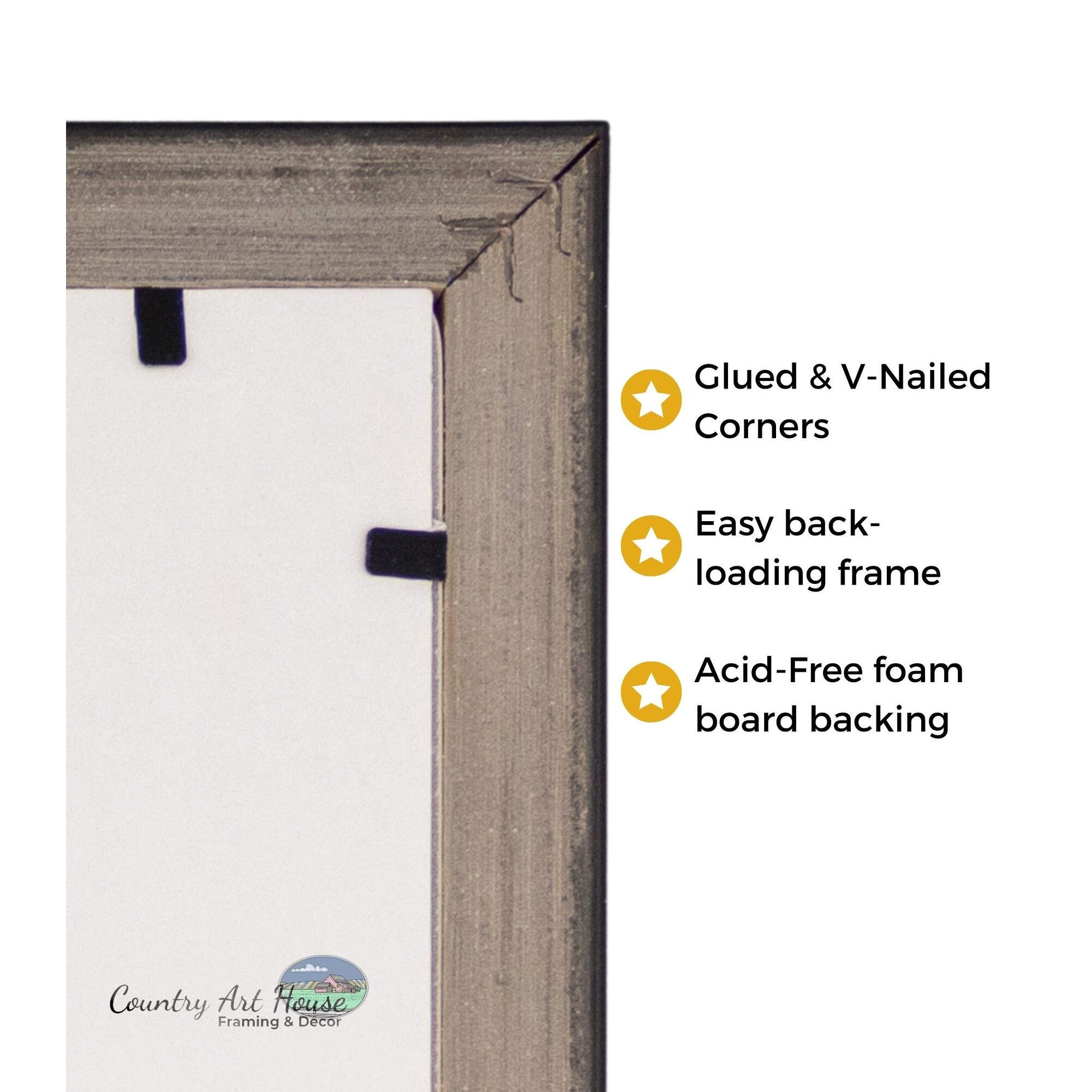 CustomPictureFrames 6x10 Stately Silver Wood Picture Frame - with Acrylic Front and Foam Board Backing