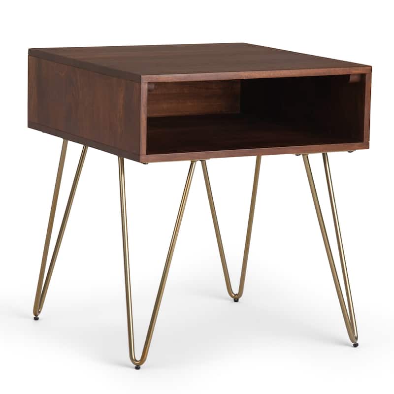 WYNDENHALL Moreno SOLID MANGO WOOD and Metal 22 inch Wide Square Industrial End Side Table - 22 W x 22 D x 23 H