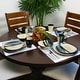 preview thumbnail 4 of 2, Althea Teal Stripe Stoneware 16-Piece Dinnerware Set (Service for 4)