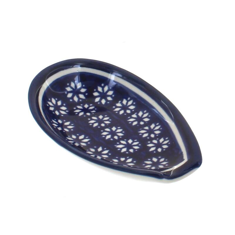 Blue Rose Polish Pottery 1015 Zaklady Small Spoon Rest - Winter Nights